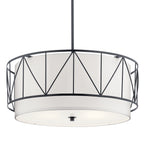 KICHLER 52072BK Birkleigh 11.5" 4 Light Pendant With Satin Etched Glass In Black