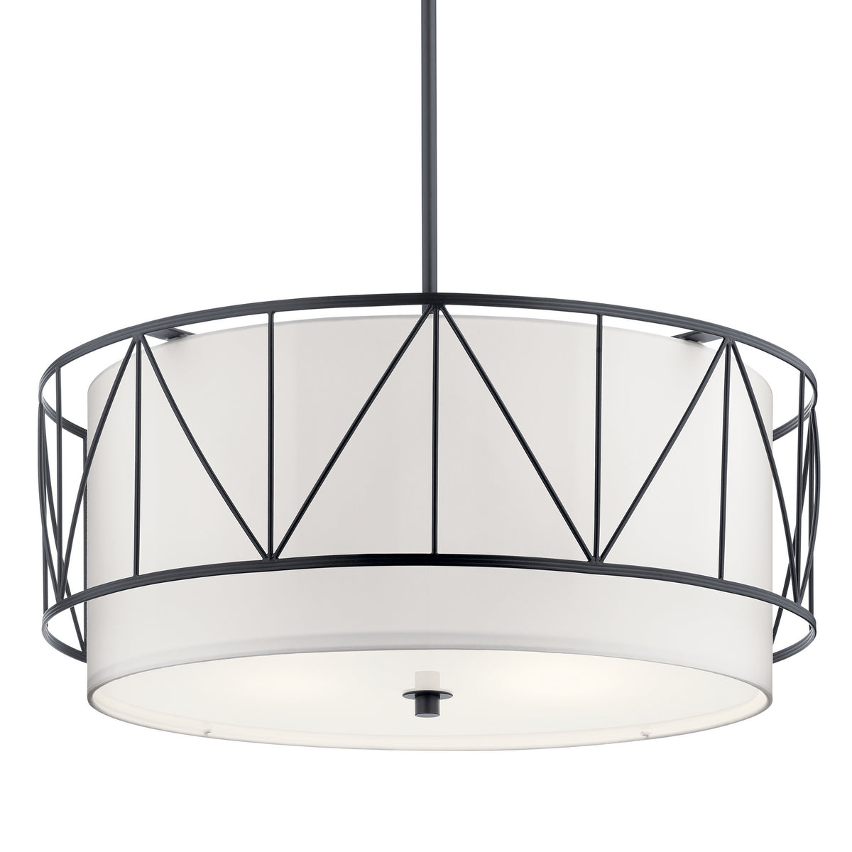 KICHLER 52072BK Birkleigh 11.5" 4 Light Pendant With Satin Etched Glass In Black