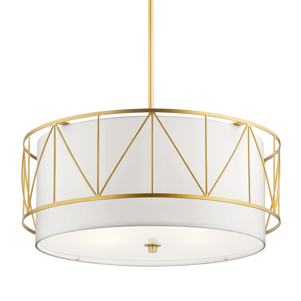 KICHLER 52072CLG Birkleigh 11.5" 4 Light Pendant Classic With Satin Etched Glass In Gold