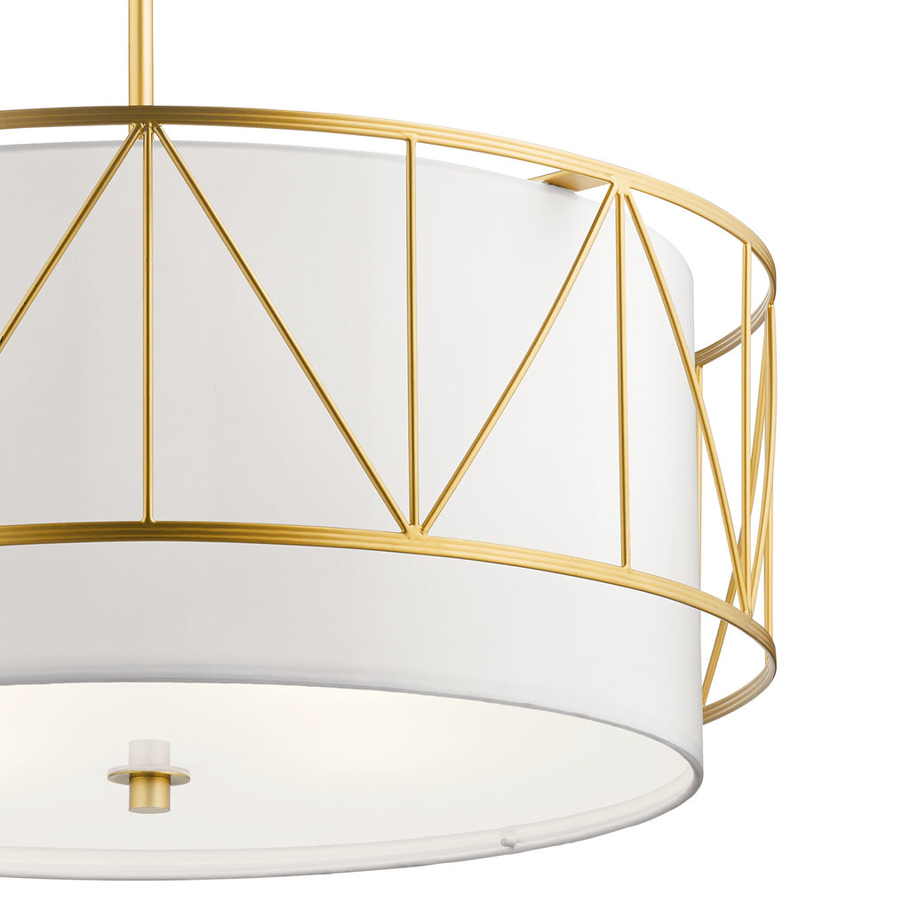 KICHLER 52072CLG Birkleigh 11.5" 4 Light Pendant Classic With Satin Etched Glass In Gold