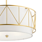 KICHLER 52072CLG Birkleigh 11.5" 4 Light Pendant Classic With Satin Etched Glass In Gold