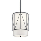 KICHLER 52073BK Birkleigh 18.25" 1 Light Pendant With Satin Etched Glass In Black