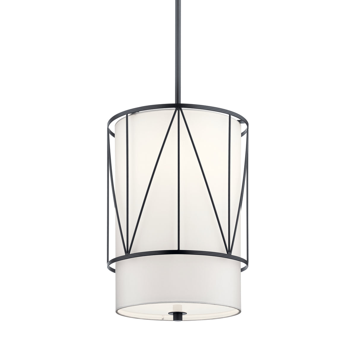 KICHLER 52073BK Birkleigh 18.25" 1 Light Pendant With Satin Etched Glass In Black