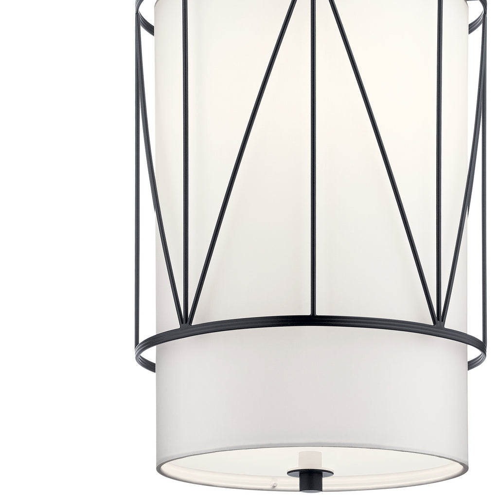 KICHLER 52073BK Birkleigh 18.25" 1 Light Pendant With Satin Etched Glass In Black