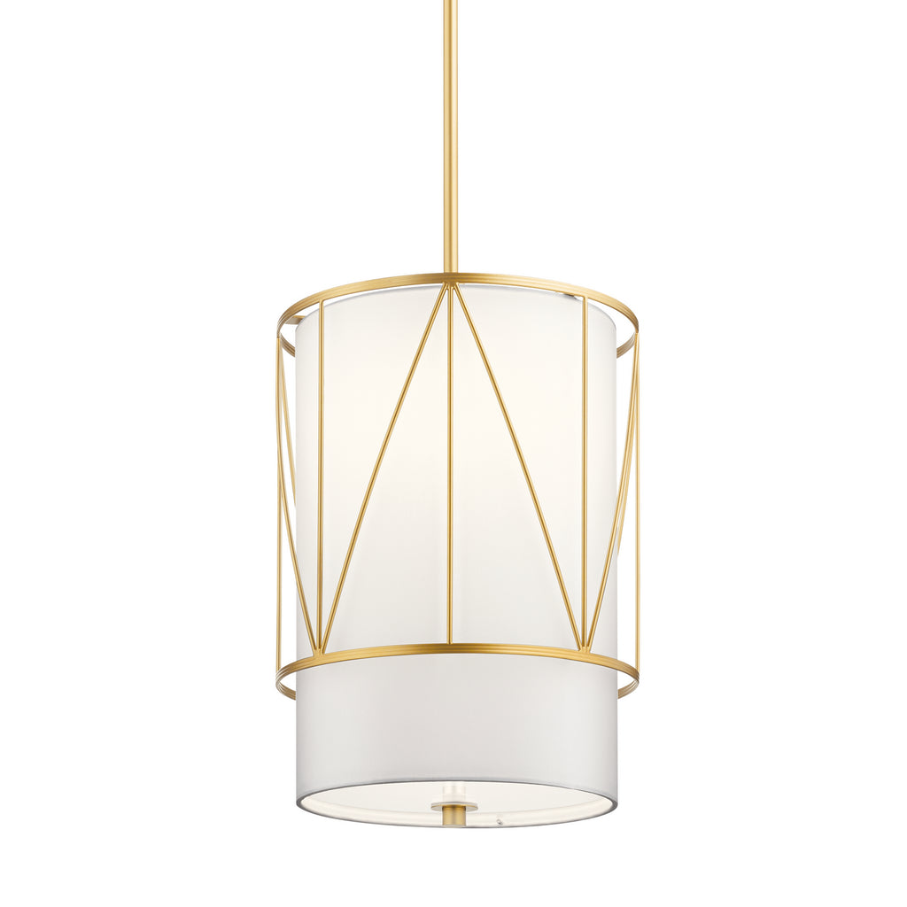 KICHLER 52073CLG Birkleigh 18.25" 1 Light Pendant With Satin Etched Glass In Classic Gold