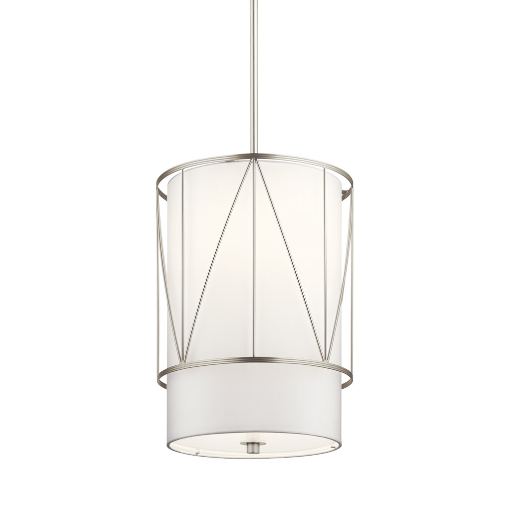 KICHLER 52073SN Birkleigh 18.25" 1 Light Pendant With Satin Etched Glass In Satin Nickel
