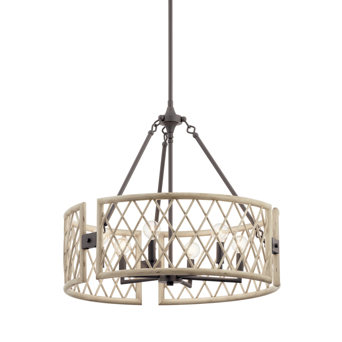 KICHLER 52077WWW Oana Six Light Chandelier White Washed Wood