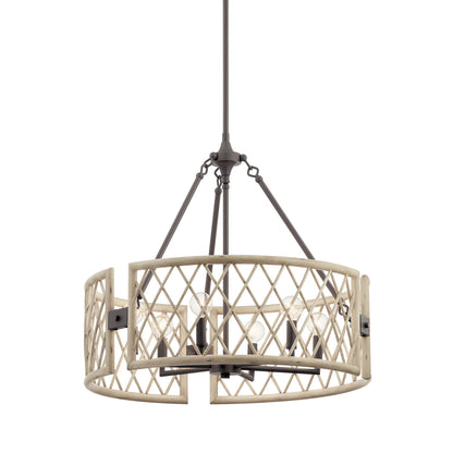 KICHLER 52077WWW Oana Six Light Chandelier White Washed Wood