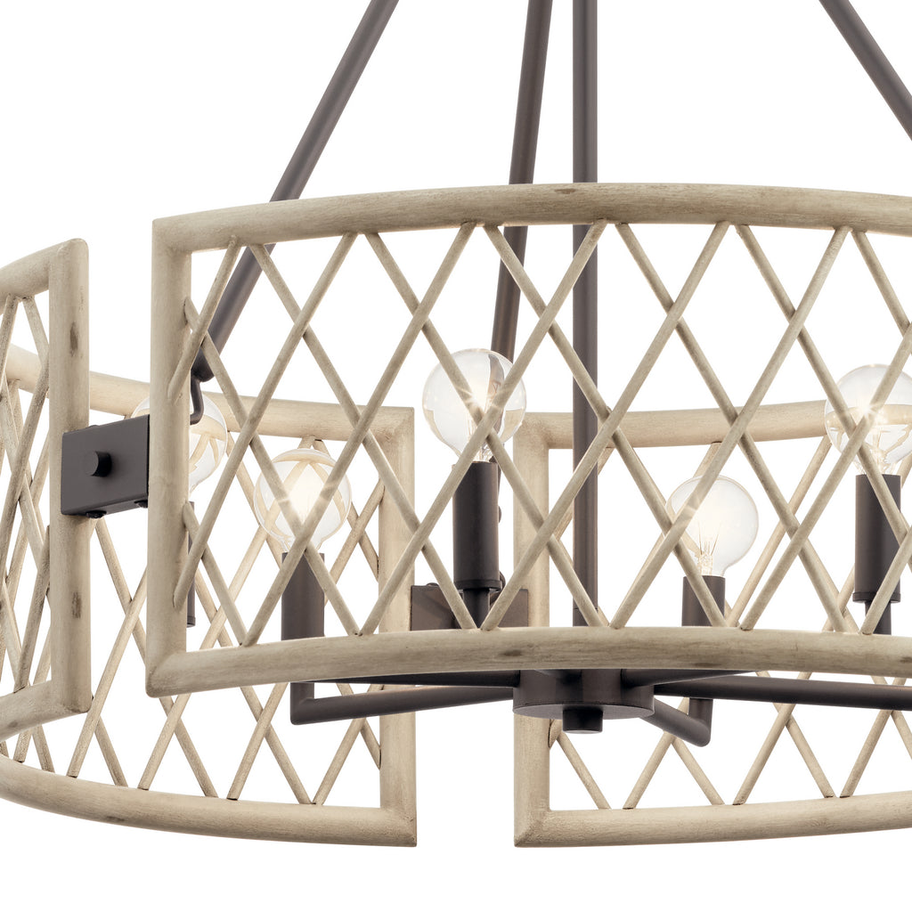 KICHLER 52077WWW Oana Six Light Chandelier White Washed Wood