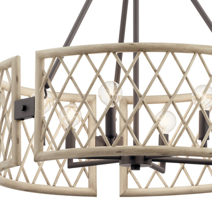 KICHLER 52077WWW Oana Six Light Chandelier White Washed Wood