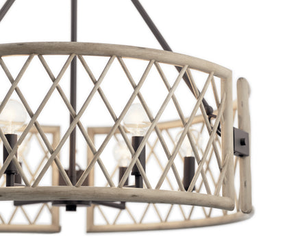 KICHLER 52077WWW Oana Six Light Chandelier White Washed Wood