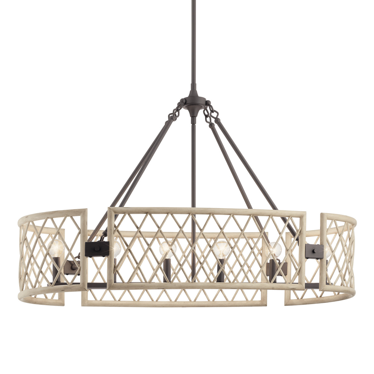 KICHLER 52078WWW Oana Six Light Chandelier White Washed Wood