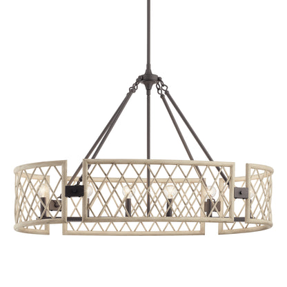 KICHLER 52078WWW Oana Six Light Chandelier White Washed Wood