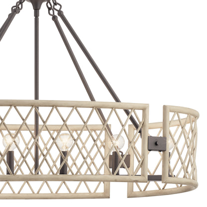 KICHLER 52078WWW Oana Six Light Chandelier White Washed Wood