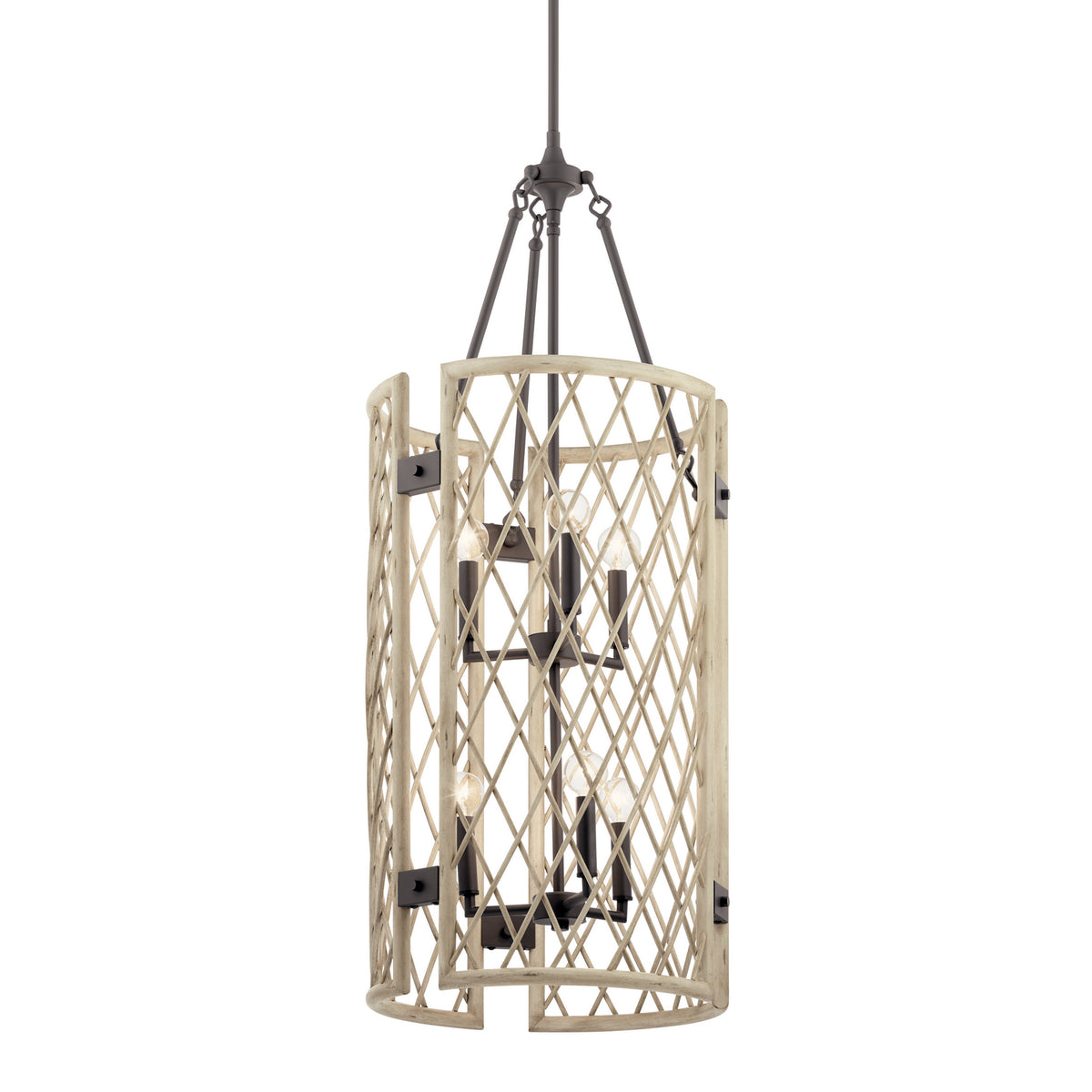 KICHLER 52079WWW Oana Six Light Foyer Chandelier White Washed Wood