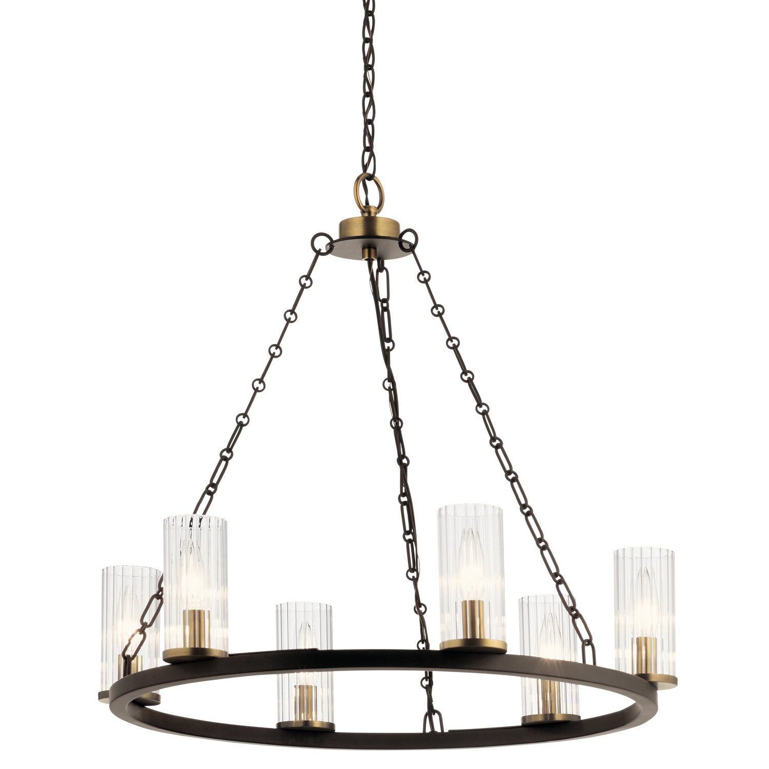 KICHLER 52107OZ Mathias 23" 6 Light Chandelier With Clear Ribbed Glass In Olde Bronze