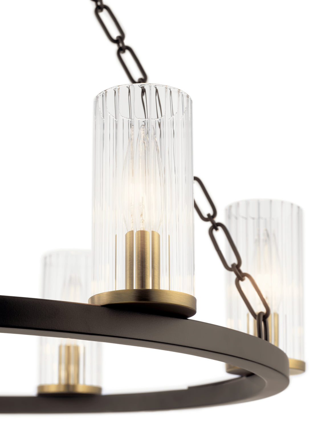 KICHLER 52107OZ Mathias 23" 6 Light Chandelier With Clear Ribbed Glass In Olde Bronze