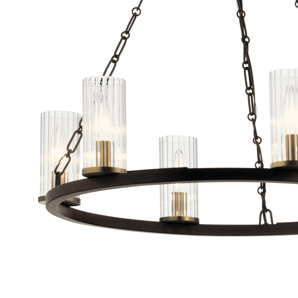 KICHLER 52107OZ Mathias 23" 6 Light Chandelier With Clear Ribbed Glass In Olde Bronze