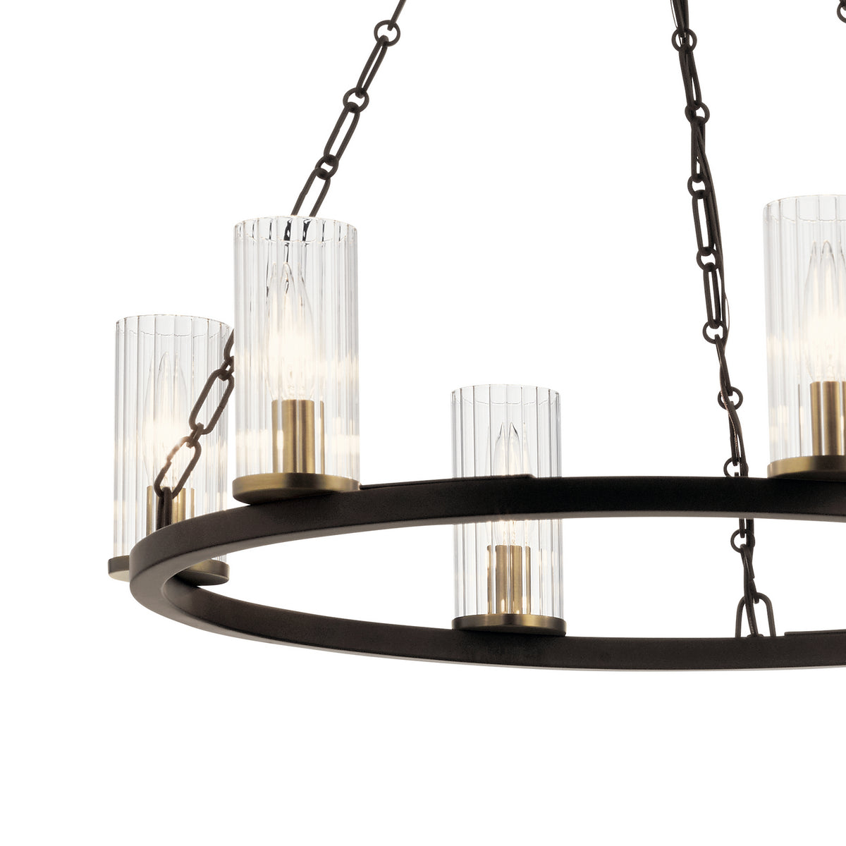 KICHLER 52107OZ Mathias 23" 6 Light Chandelier With Clear Ribbed Glass In Olde Bronze