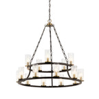 KICHLER 52109OZ Mathias 31" 15 Light 2 Tier Chandelier With Clear Ribbed Glass In Olde Bronze
