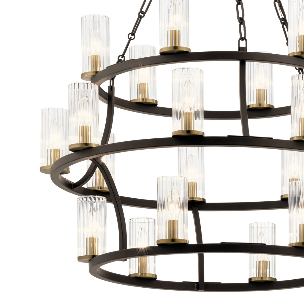 KICHLER 52110OZ Mathias 41.5" 21 Light 3 Tier Chandelier With Clear Ribbed Glass In Olde Bronze