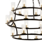 KICHLER 52110OZ Mathias 41.5" 21 Light 3 Tier Chandelier With Clear Ribbed Glass In Olde Bronze