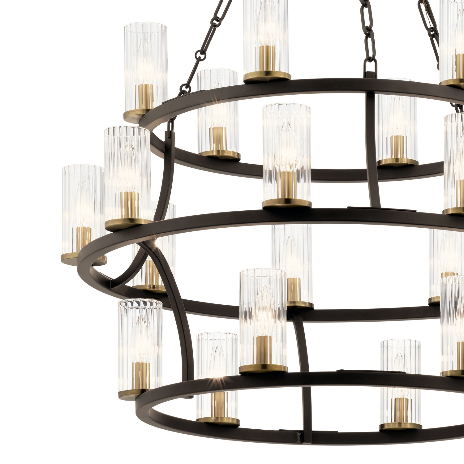 KICHLER 52110OZ Mathias 41.5" 21 Light 3 Tier Chandelier With Clear Ribbed Glass In Olde Bronze