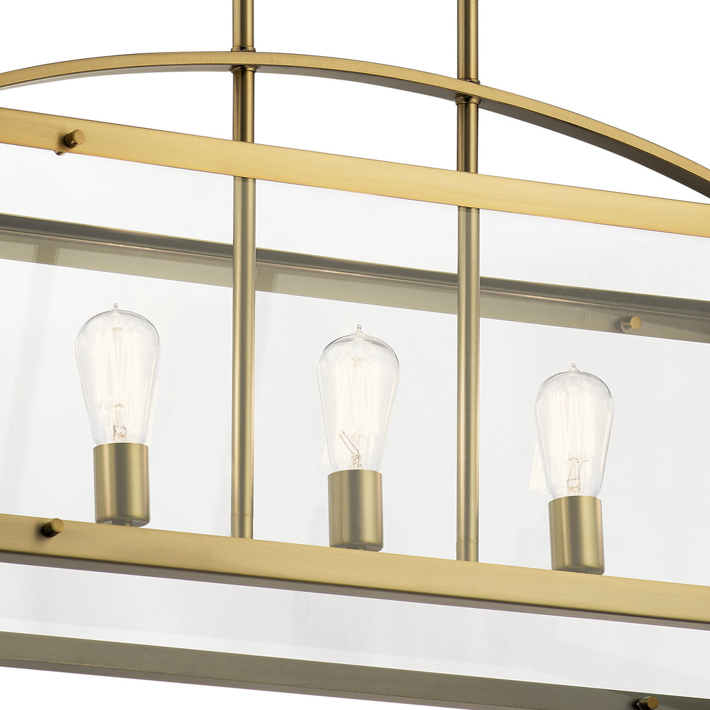 KICHLER 52123BNB Darton 40.75" 5 Light Linear Chandelier with Clear Glass in Brushed Natural Brass