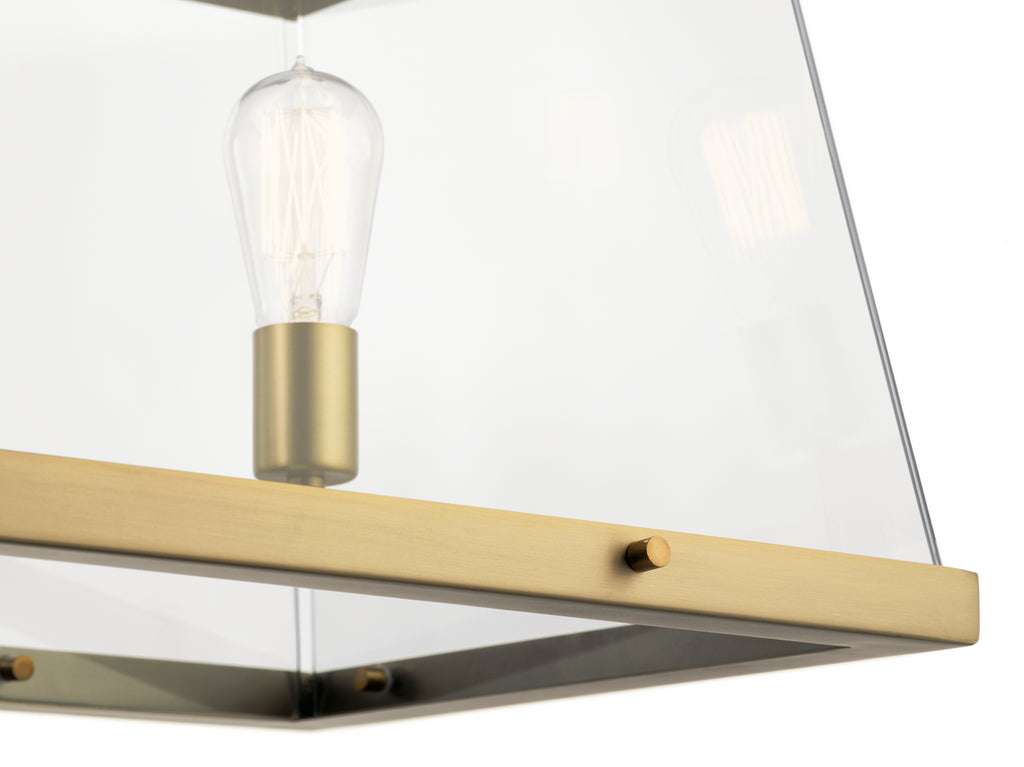 KICHLER 52123BNB Darton 40.75" 5 Light Linear Chandelier with Clear Glass in Brushed Natural Brass