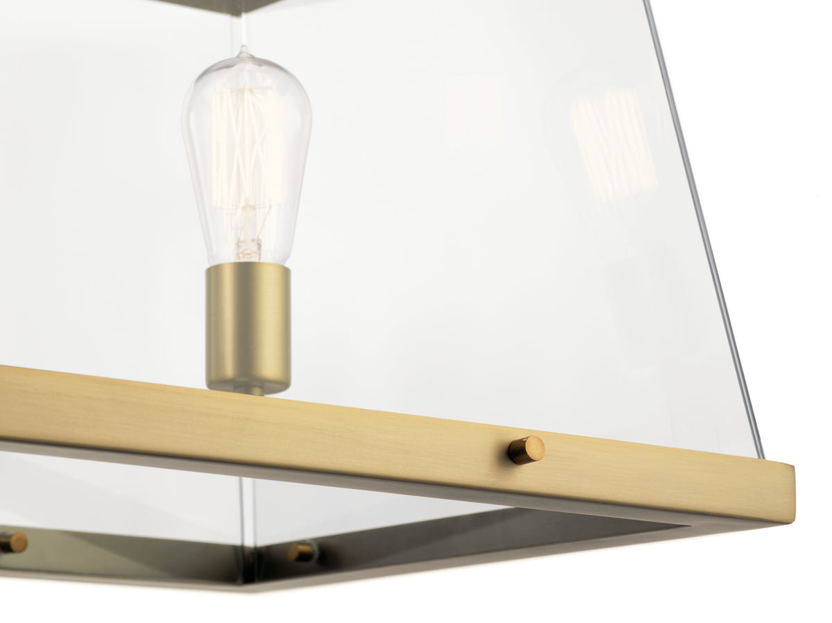 KICHLER 52123BNB Darton 40.75" 5 Light Linear Chandelier with Clear Glass in Brushed Natural Brass