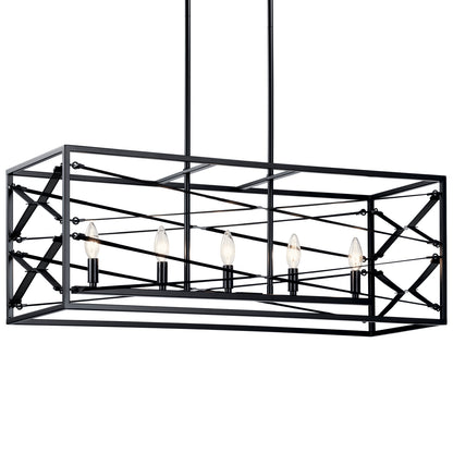 KICHLER 52140BK Sevan Five Light Linear Chandelier Black