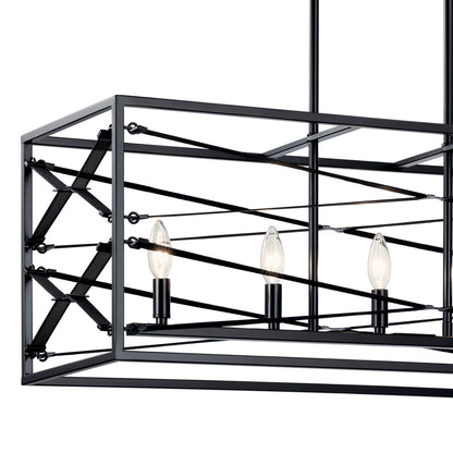 KICHLER 52140BK Sevan Five Light Linear Chandelier Black