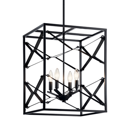 KICHLER 52141BK Sevan Four Light Foyer Pendant Black