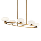 KICHLER 52224FXG Pim 39" 6 Light Oval Chandelier with Satin Etched Cased Opal Glass in Fox Gold