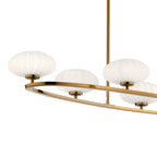 KICHLER 52224FXG Pim 39" 6 Light Oval Chandelier with Satin Etched Cased Opal Glass in Fox Gold