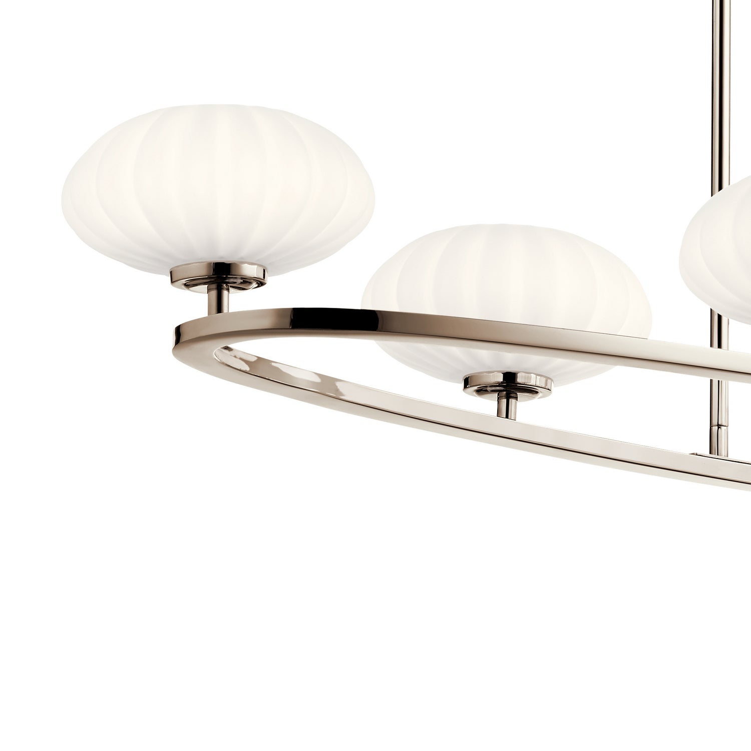 KICHLER 52224PN Pim 39" 6 Light Oval Chandelier with Satin Etched Cased Opal Glass in Polished Nickel