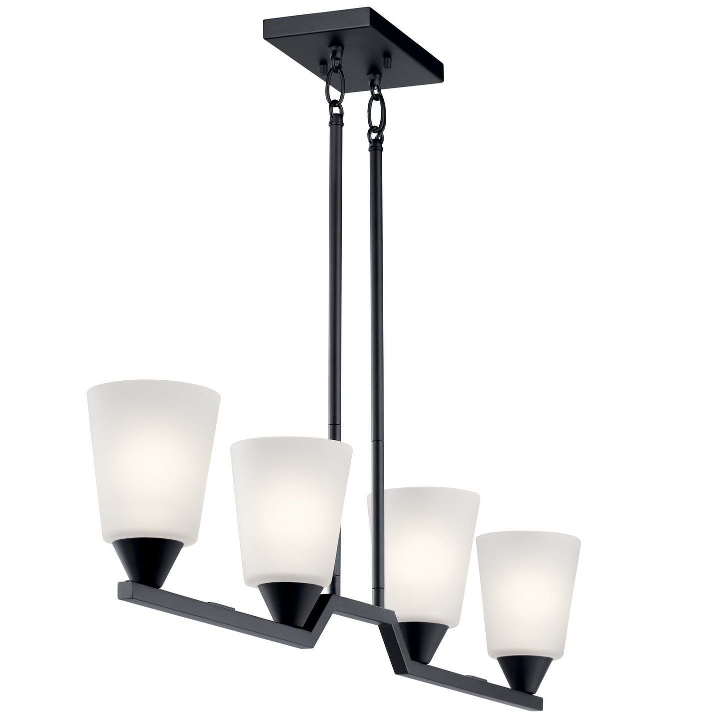 KICHLER 52233BK Skagos Four Light Linear Chandelier Black
