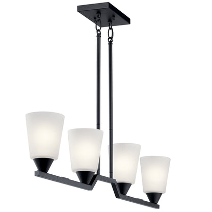 KICHLER 52233BK Skagos Four Light Linear Chandelier Black