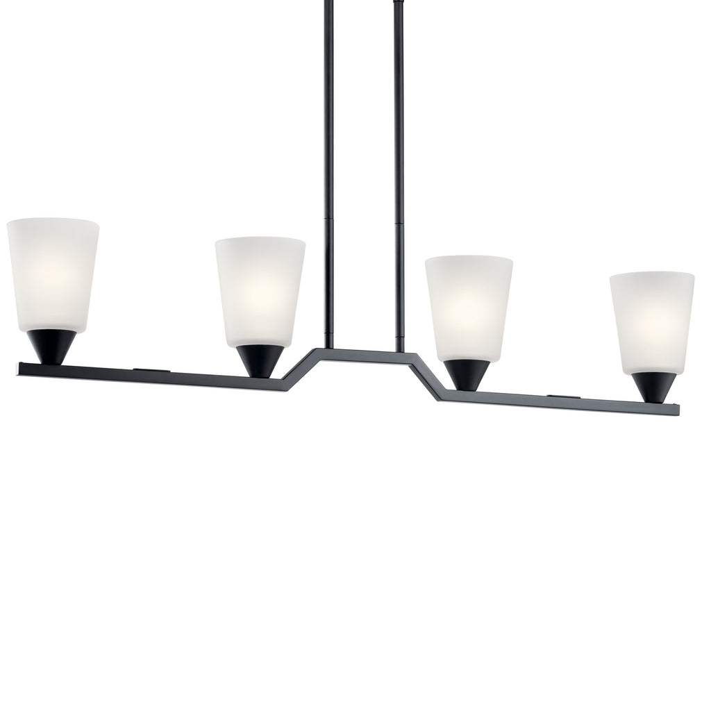 KICHLER 52233BK Skagos Four Light Linear Chandelier Black