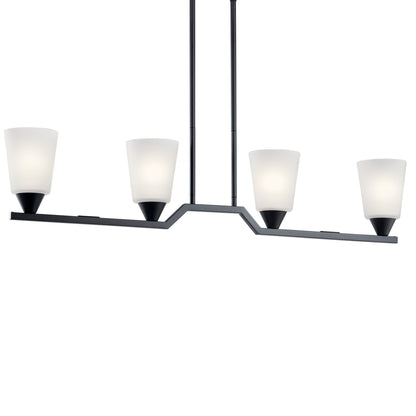 KICHLER 52233BK Skagos Four Light Linear Chandelier Black