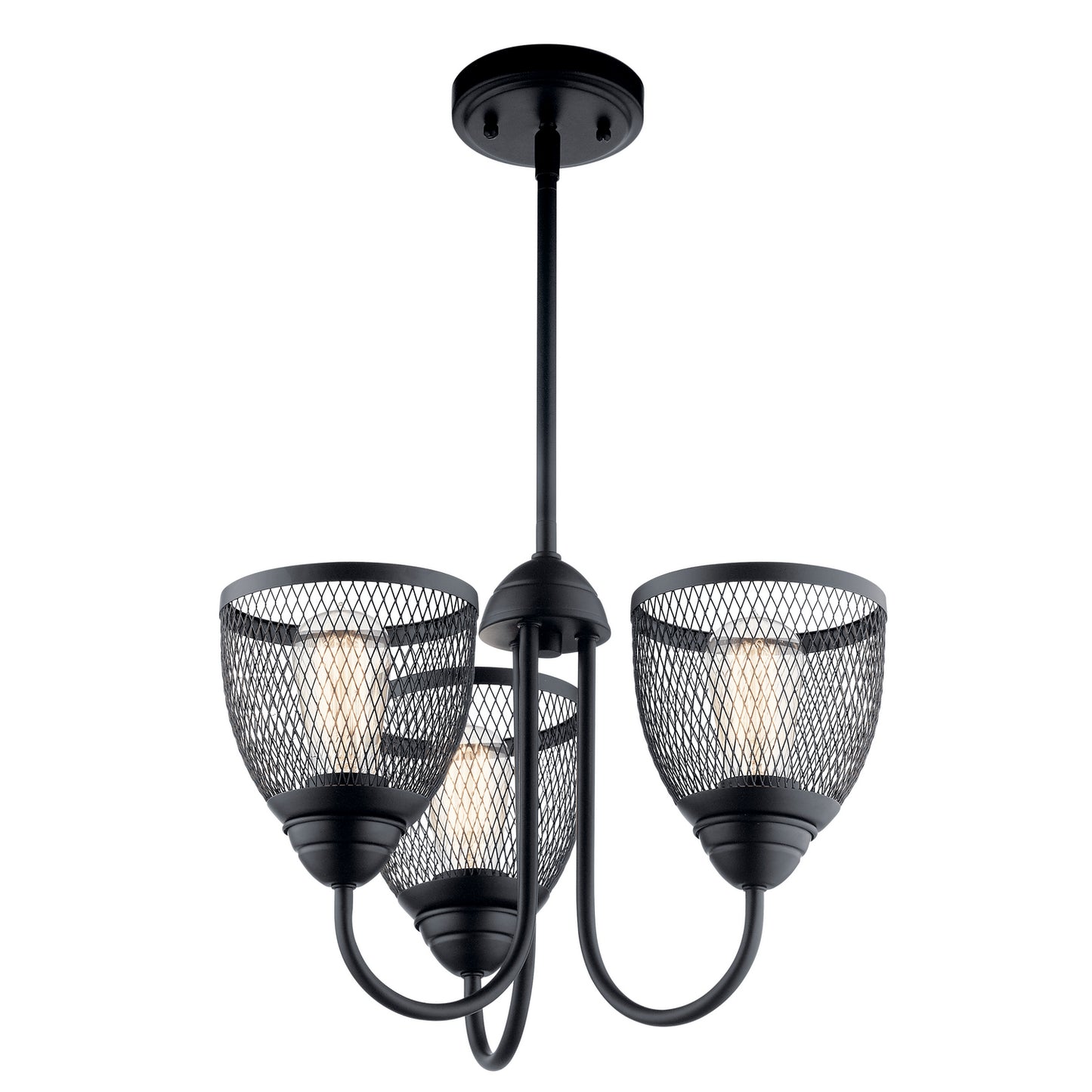 KICHLER 52268BK Voclain Three Light Chandelier/Semi Flush Mount Black