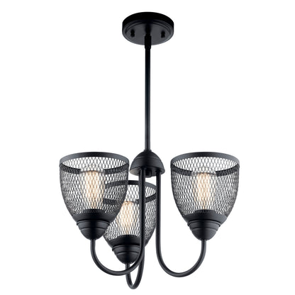 KICHLER 52268BK Voclain Three Light Chandelier/Semi Flush Mount Black