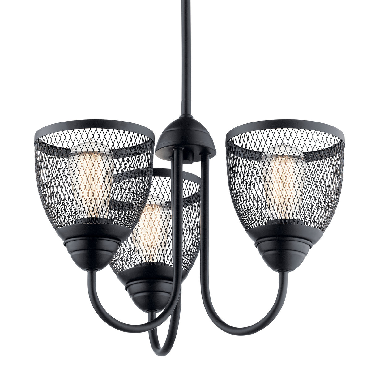 KICHLER 52268BK Voclain Three Light Chandelier/Semi Flush Mount Black