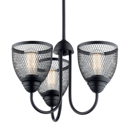 KICHLER 52268BK Voclain Three Light Chandelier/Semi Flush Mount Black