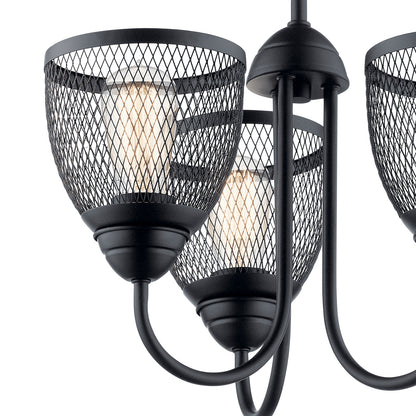 KICHLER 52268BK Voclain Three Light Chandelier/Semi Flush Mount Black