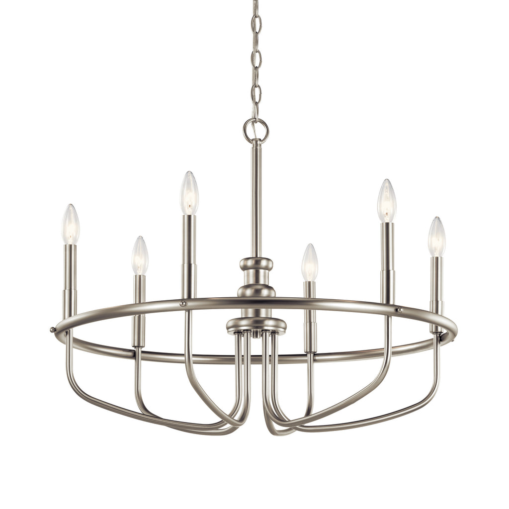 KICHLER 52304NI Capitol Hill 22" 6 Light Chandelier In Brushed Nickel