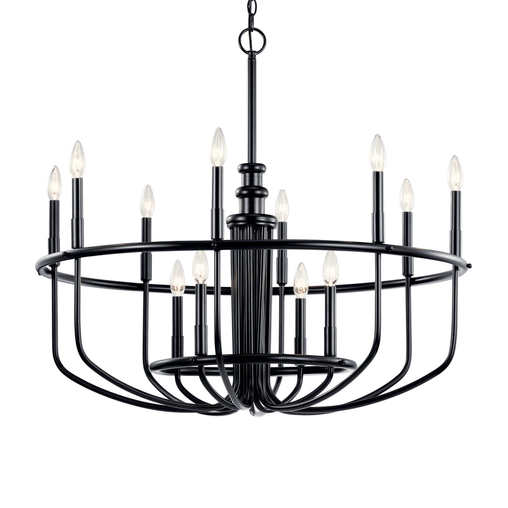 KICHLER 52305BK Capitol Hill 30.75" 12 Light Chandelier In Black