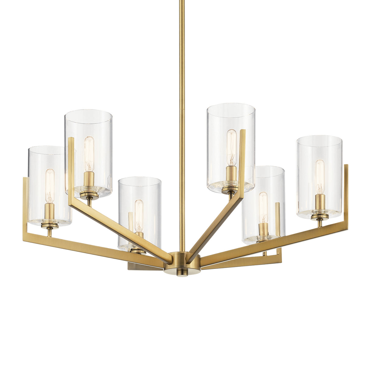 KICHLER 52314BNB Nye 14.75" 6 Light Chandelier With Clear Glass In Brushed Natural Brass