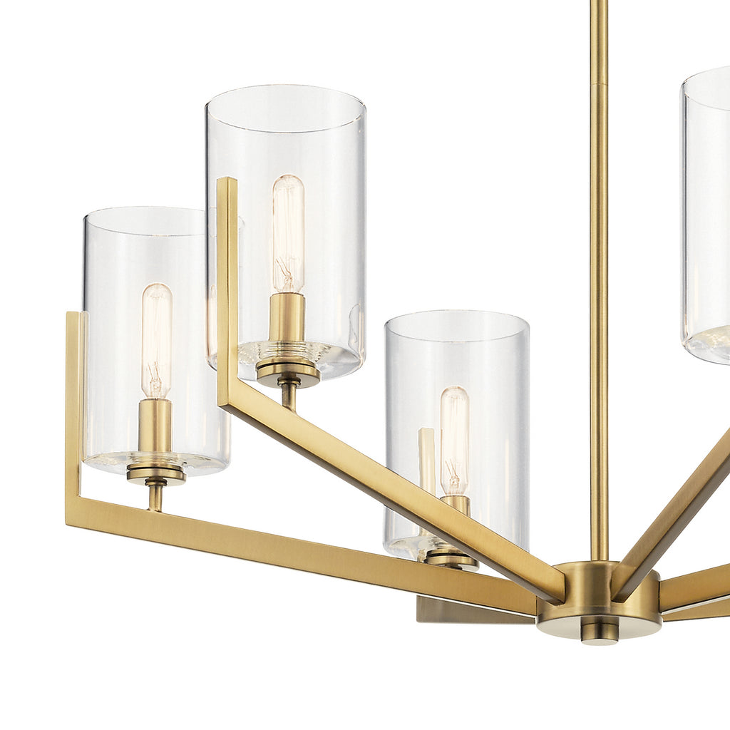 KICHLER 52314BNB Nye 14.75" 6 Light Chandelier With Clear Glass In Brushed Natural Brass