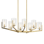 KICHLER 52315BNB Nye 14.75" 8 Light Oval Chandelier With Clear Glass In Brushed Natural Brass